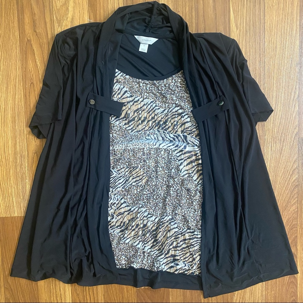 CJ Banks Animal Print Faux Cardigan